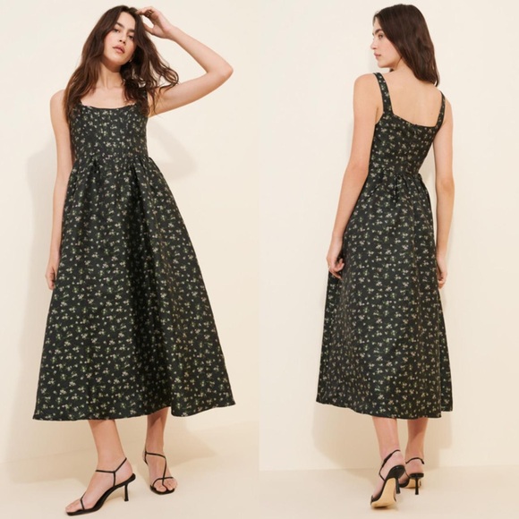 Nordstrom | Dresses | Nordstrom Lulus Celine Floral Corset Cocktail Square  Neck Black Multi Midi Dress | Poshmark